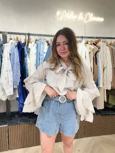 Blouse Nova beige à nouer