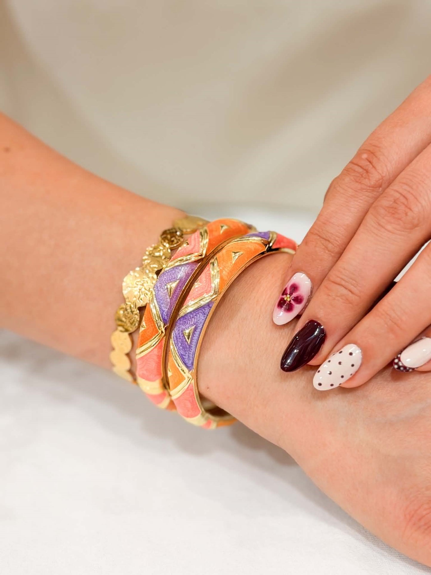 Jonc large orange violet et rose