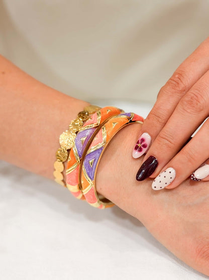 Jonc large orange violet et rose