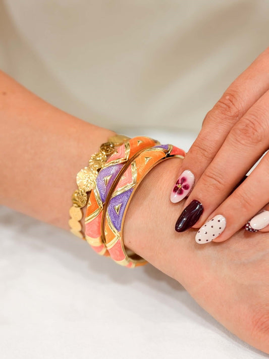 Jonc large orange violet et rose