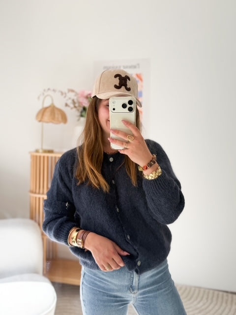 Gilet maille alpaga bleu marine