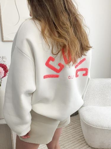 Sweat ICONIC - Blanc et rose orange