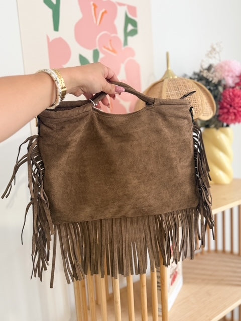 Sac à franges gaston taupe
