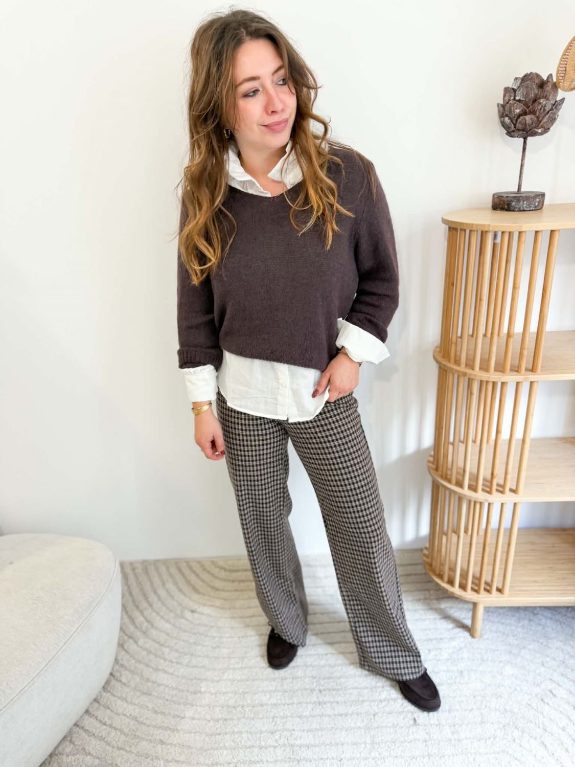 Pantalon à carreaux lainage