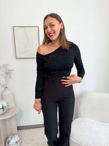 Pantalon fluide noir cintré