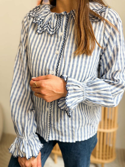 Chemisier rayé bleu marine - Claudine
