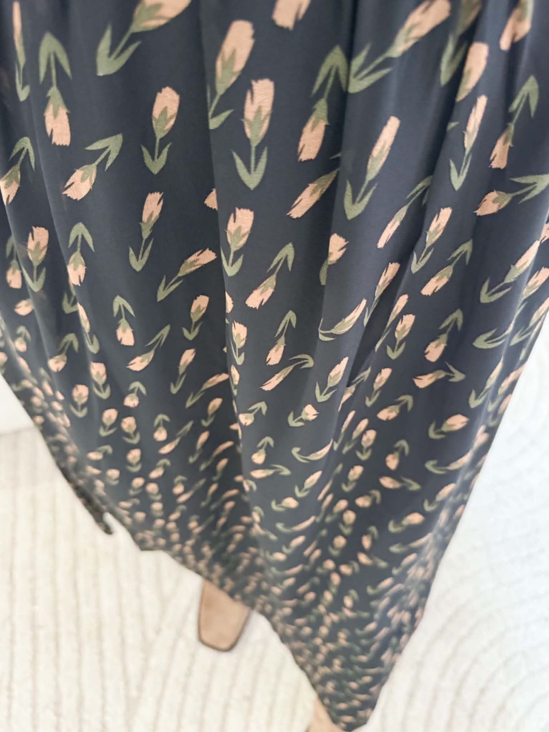 Robe imprimée fluide longue noir