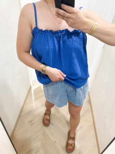 Débardeur froufrou bleu roi