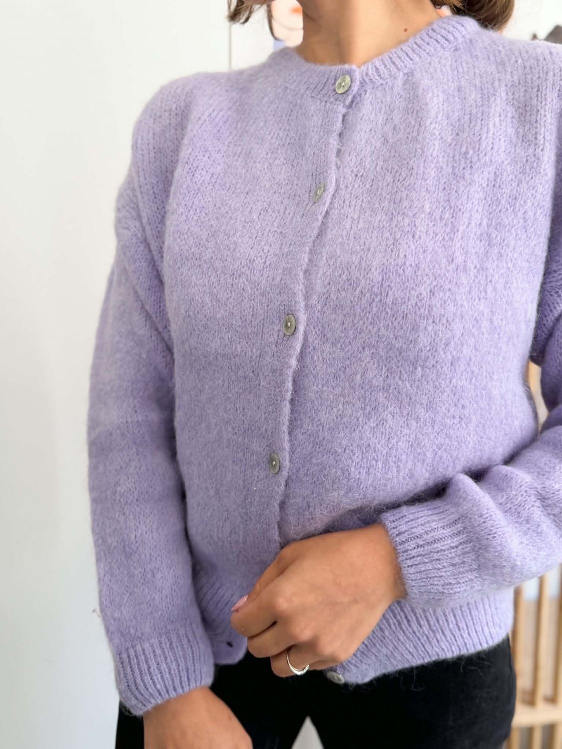 Gilet maille alpaga lilas