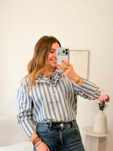 Chemise à rayures - Bleu et jaune