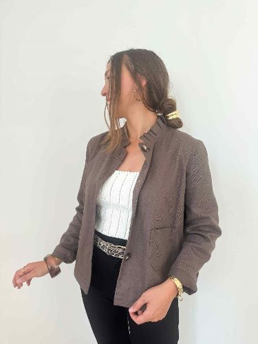 Veste marron col montant