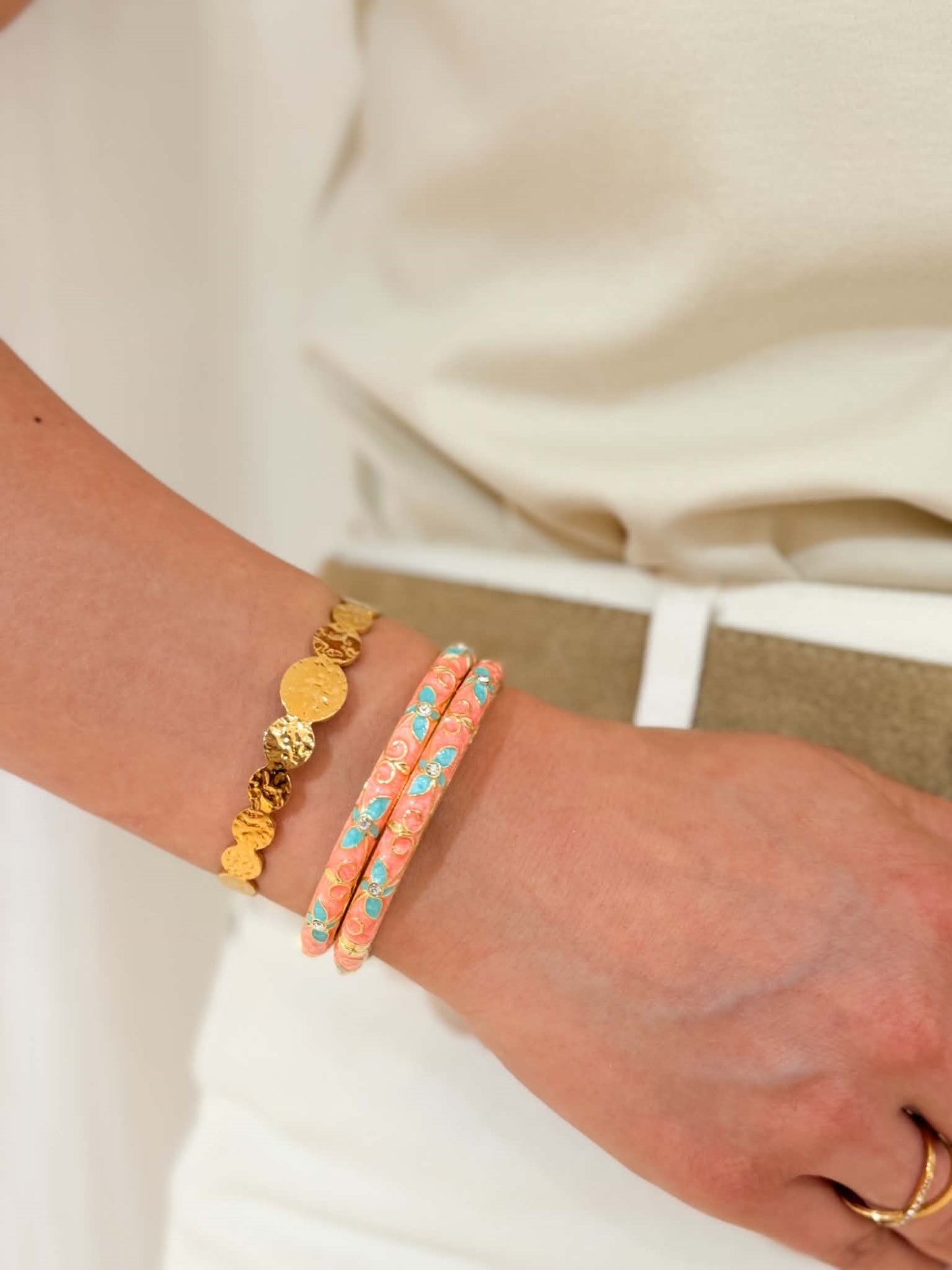 Jonc saumon et turquoise