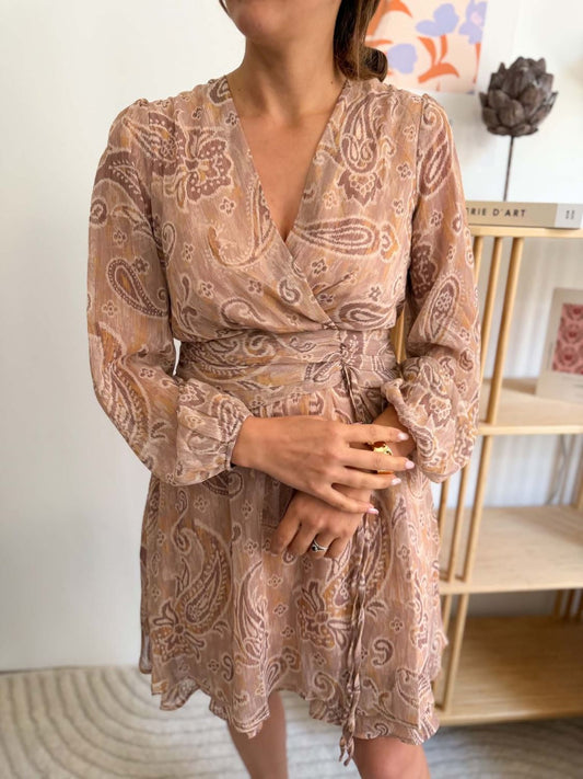 Robe imprimée beige