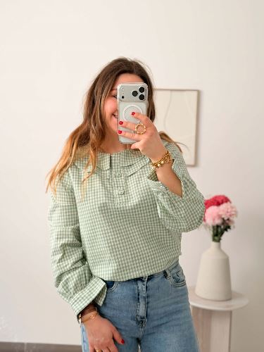Chemise vichy vert - Claudine
