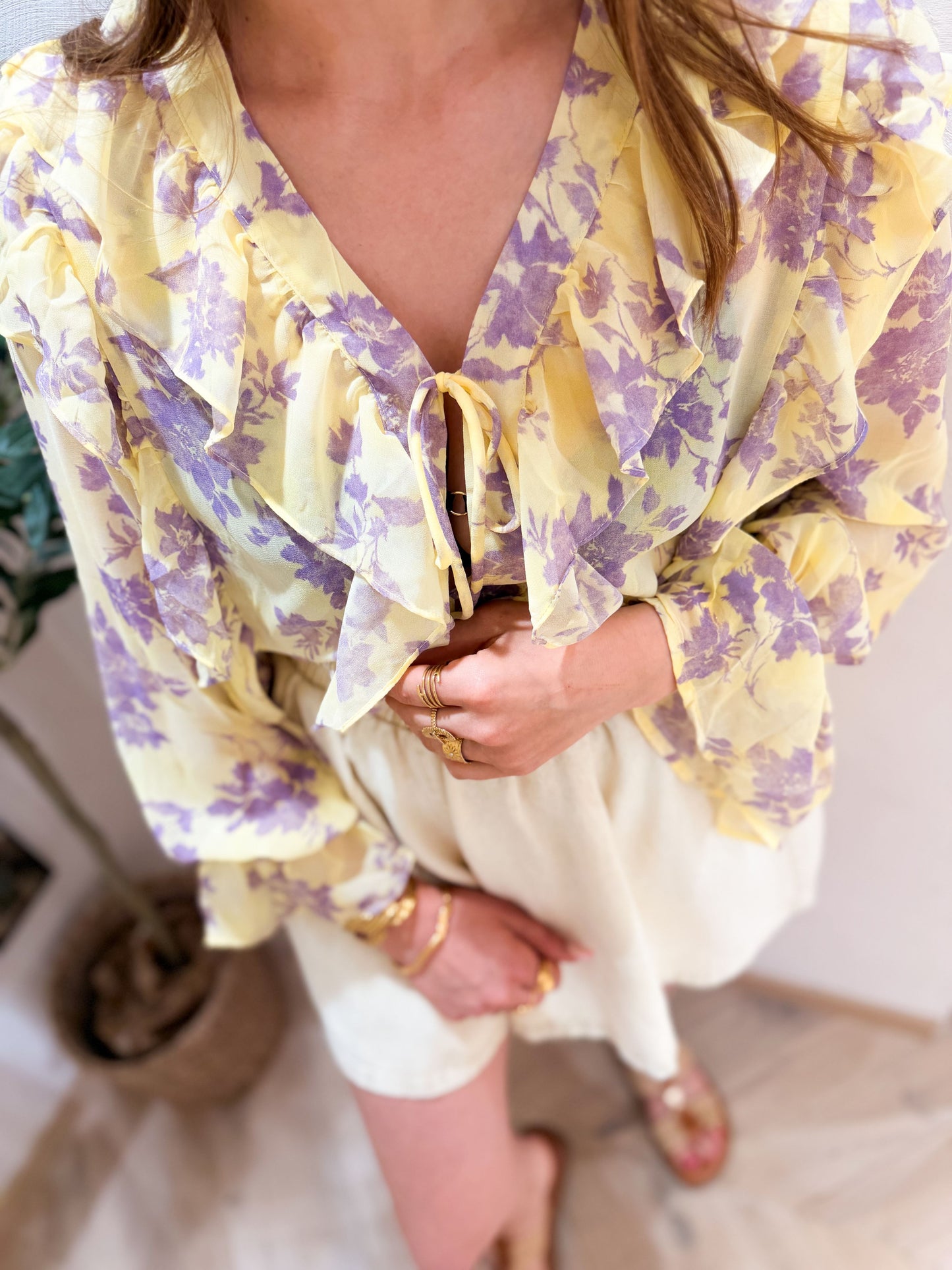 Blouse fluide jaune lilas