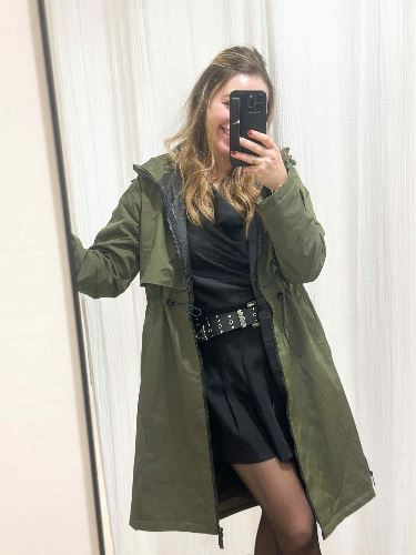 Imperméable long rembourre kaki