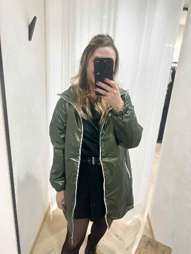 Imperméable reversible mi long kaki