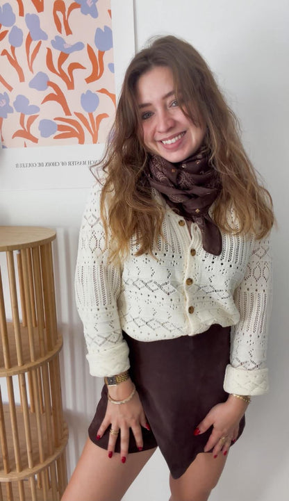 Foulard marron imprimé