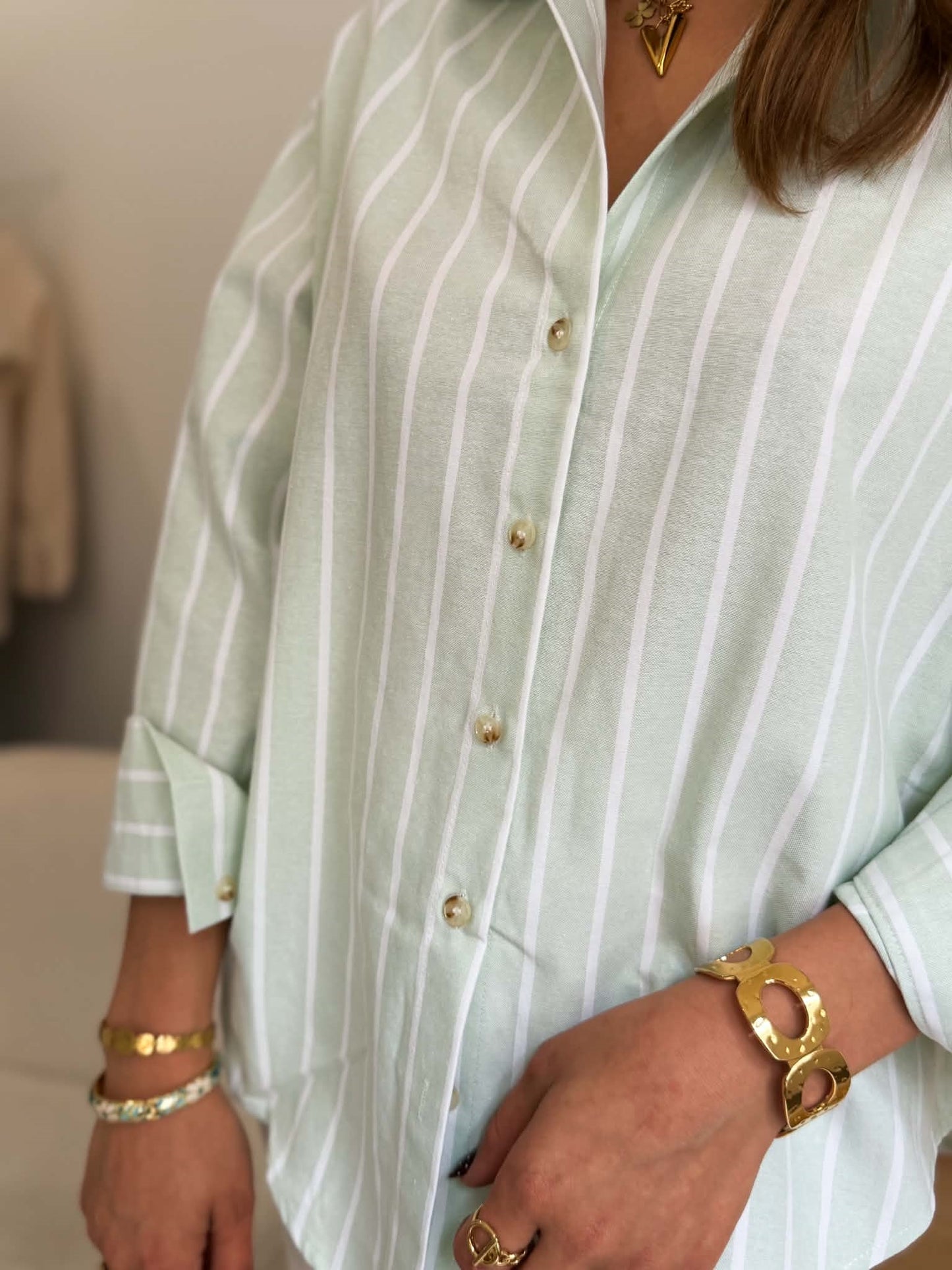 Chemise rayures vert menthe