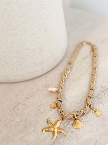 Collier breloque et ruban étoile de mer