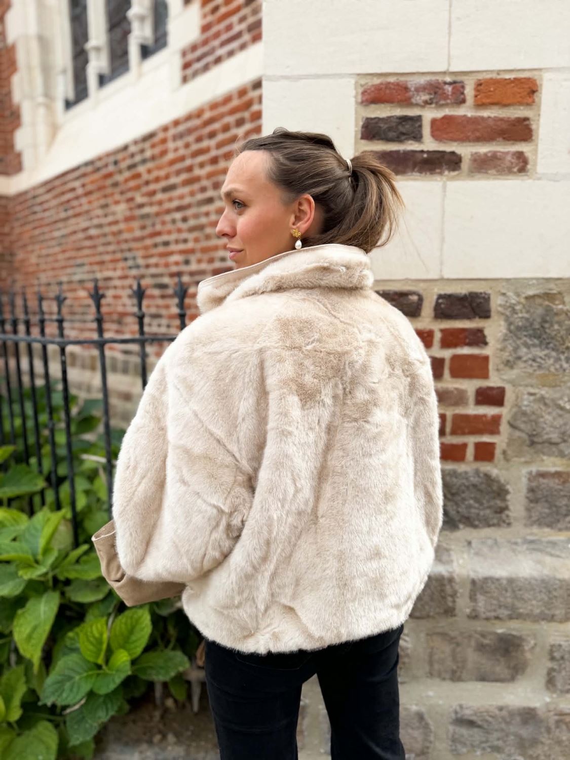 Manteau reversible fourrure - Ecru