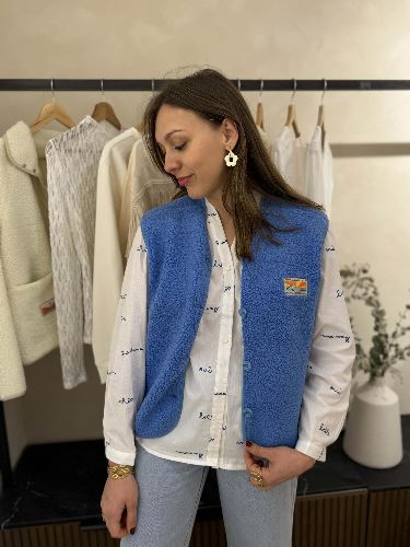 Gilet bouclette - Bleu