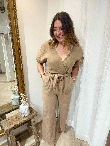 Combinaison gaze de coton marron