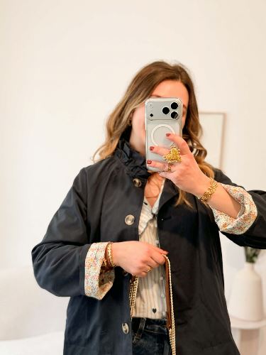 Trench col victorien bleu marine