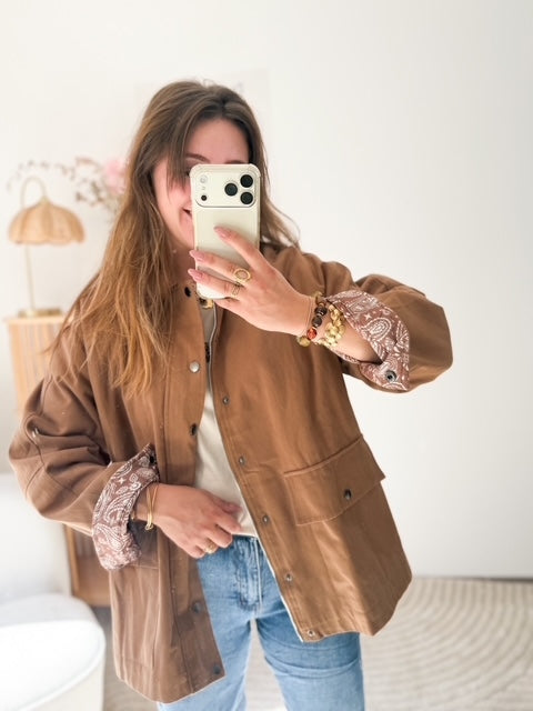 Veste camel col velours