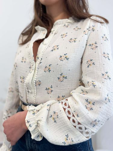 Chemisier gaz de coton fleurs