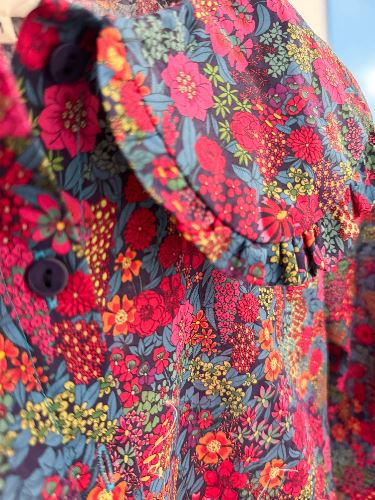Blouse col claudine liberty fushia