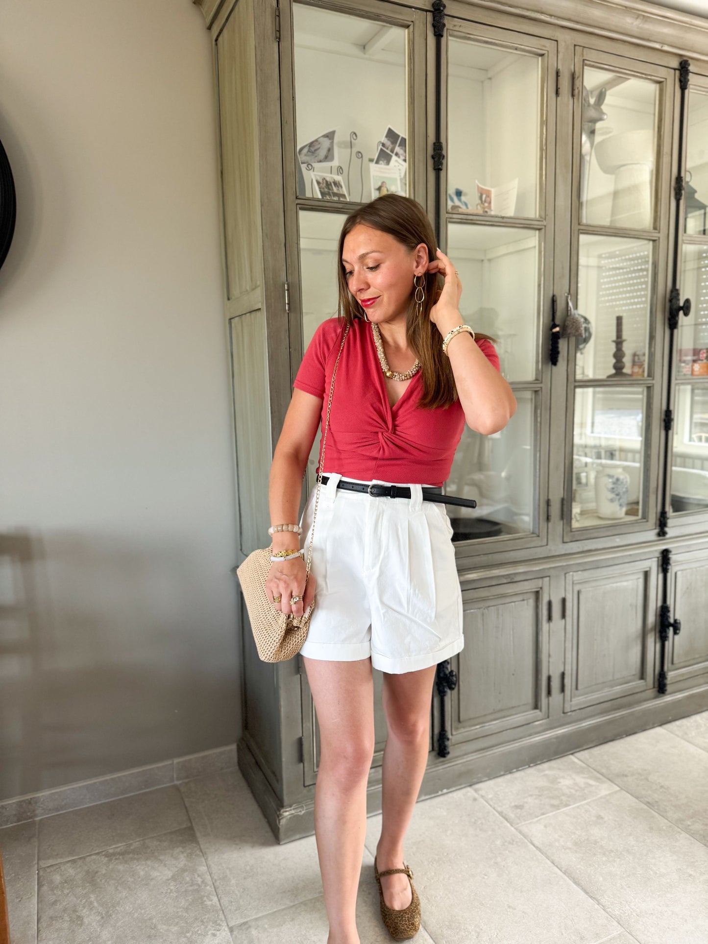 Short coton blanc