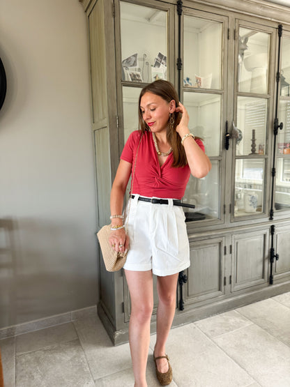 Short coton blanc