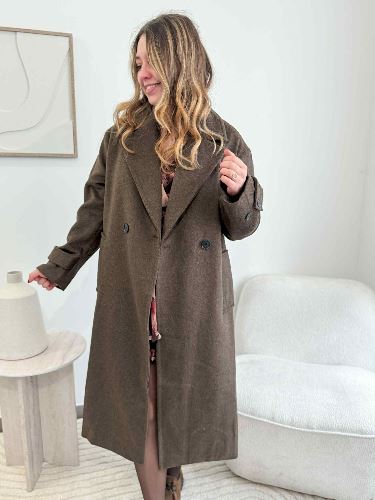 Manteau lainage long marron