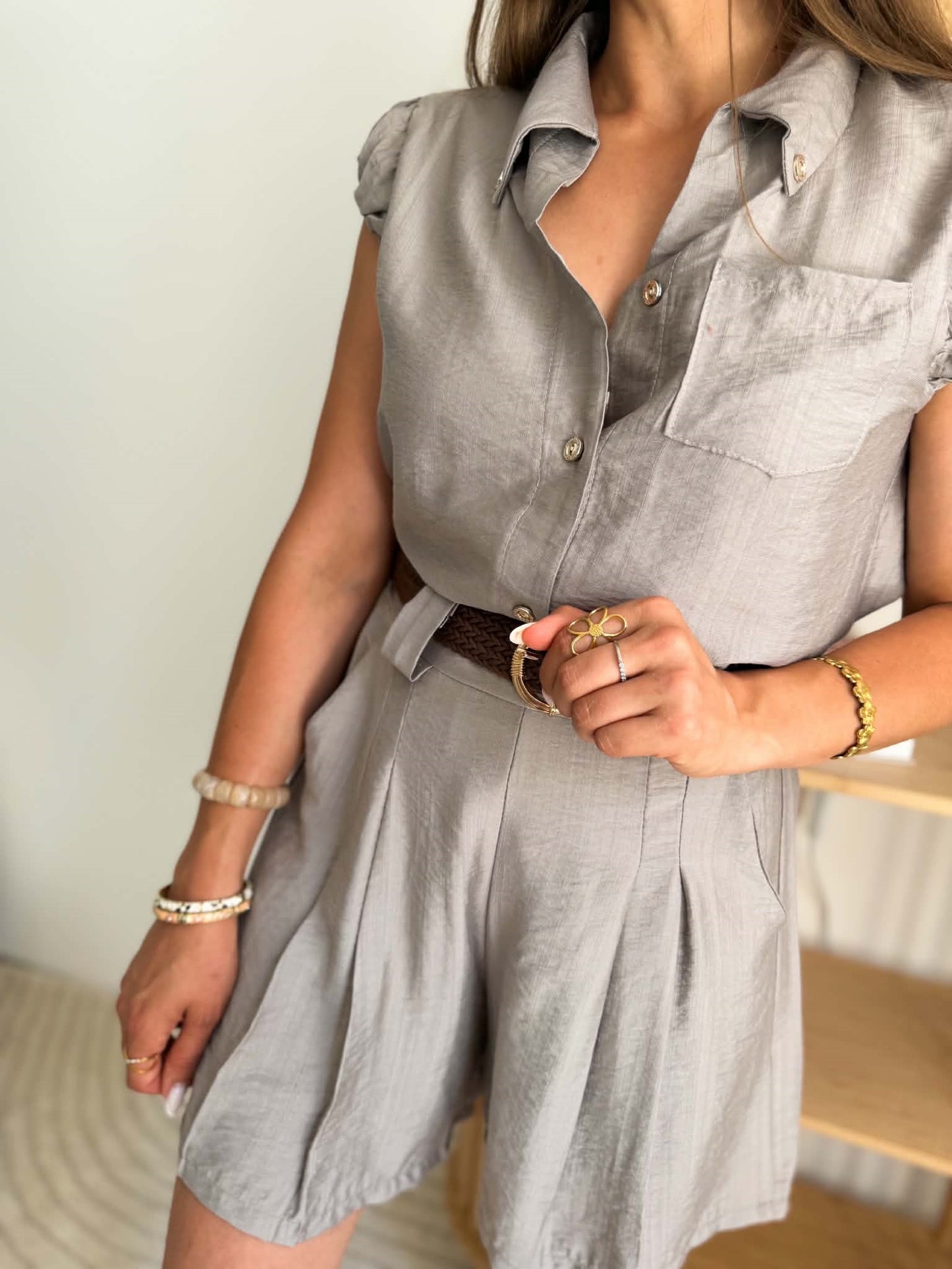 Short fluide taupe