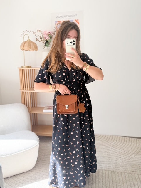 Robe longue imprimée noir