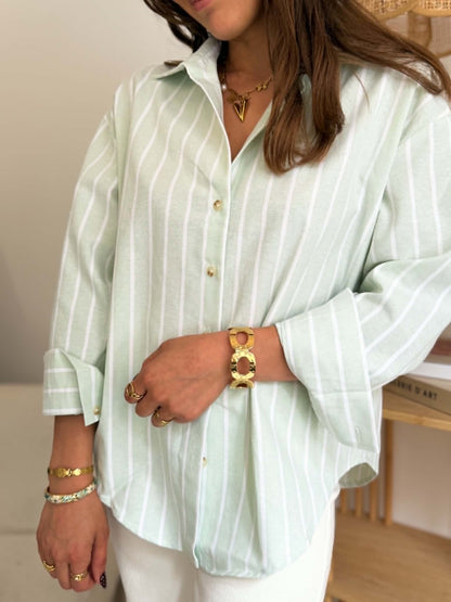 Chemise rayures vert menthe