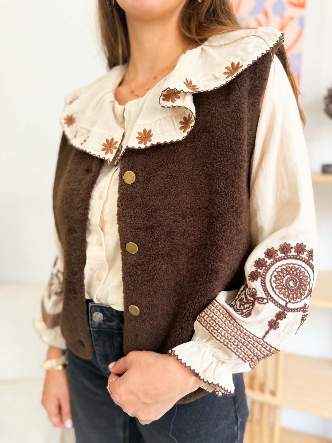Gilet bouclette - Marron