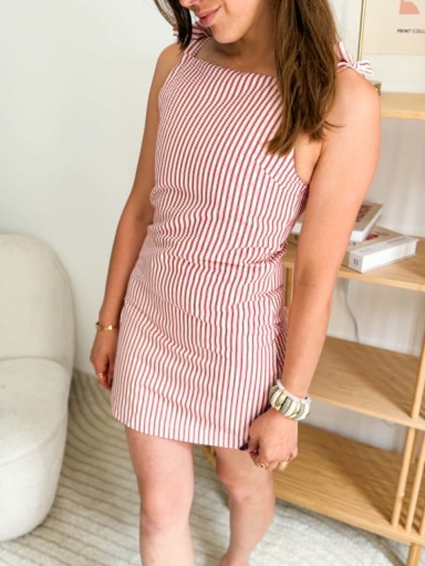 Robe jean rayée rouge