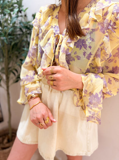 Blouse fluide jaune lilas