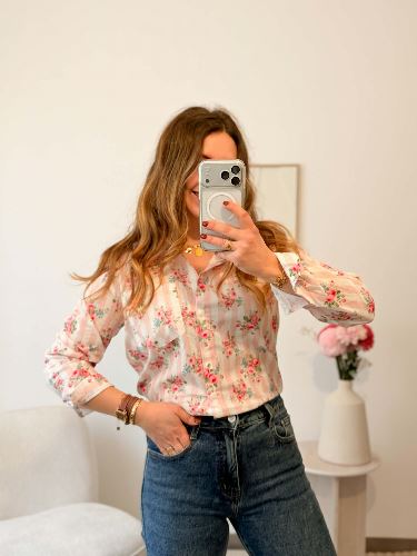 Chemisier rayé rose