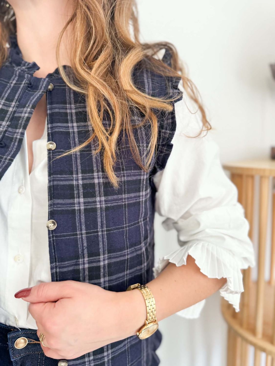 Gilet sans manche carreaux - Marine