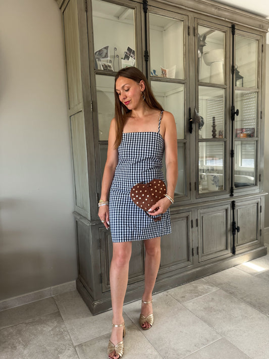 Robe vichy bleu marine