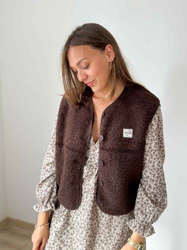 Robe taupe fleur marron