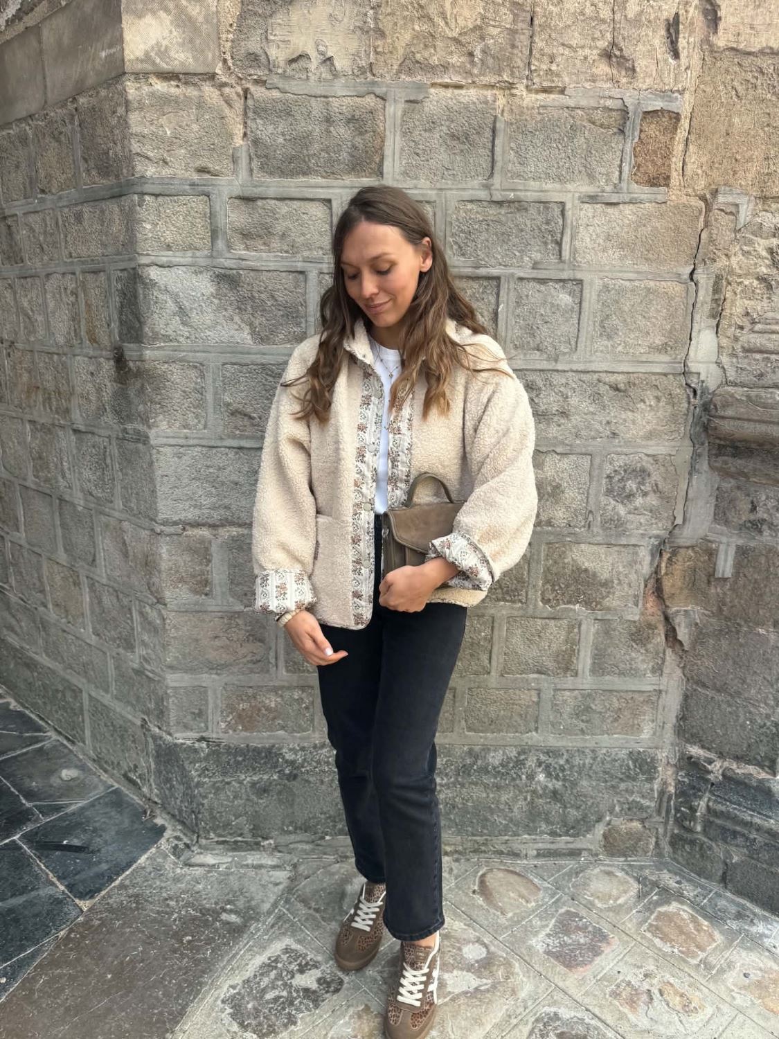 Veste bouclette beige reversible