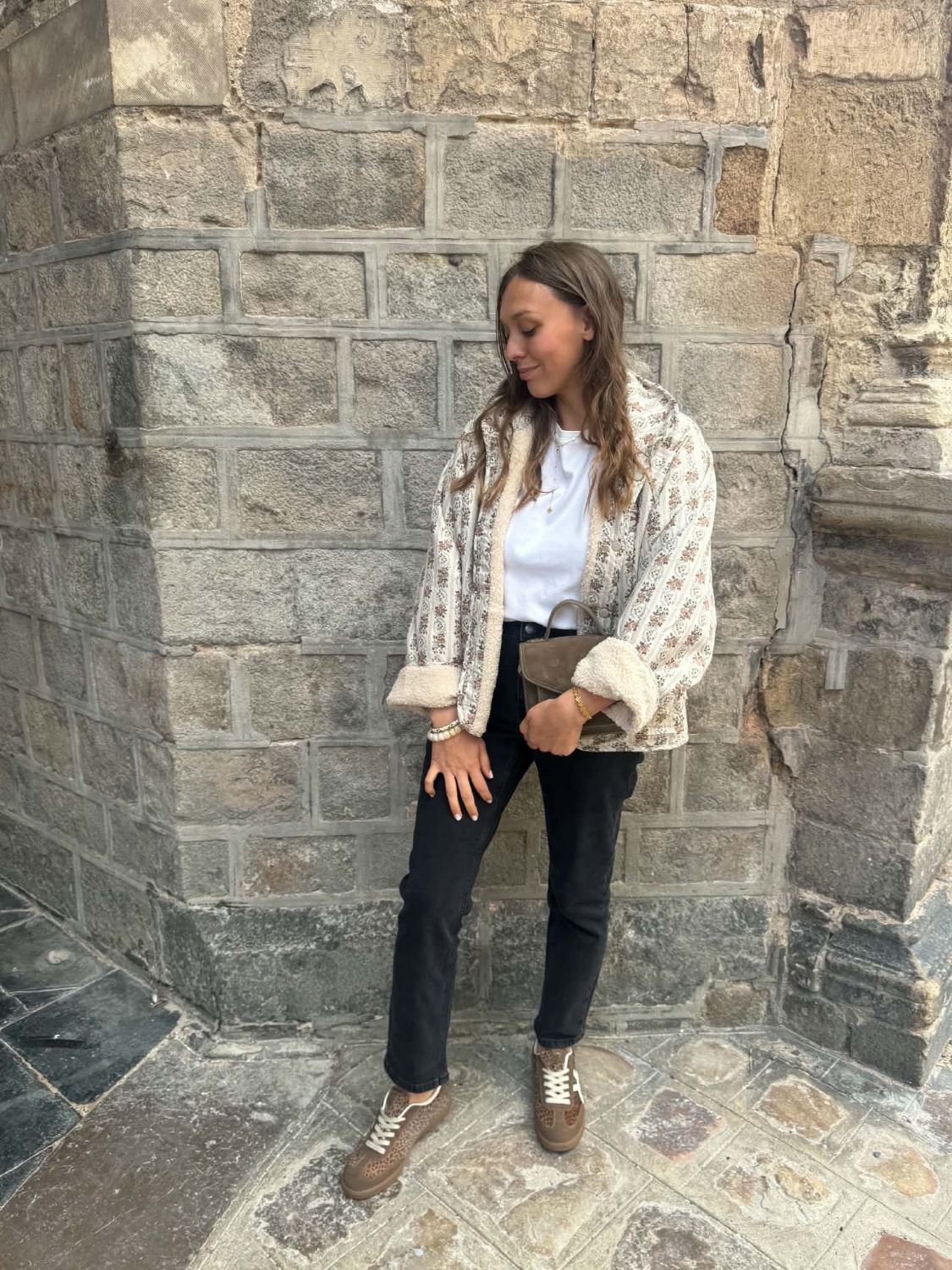 Veste bouclette beige reversible