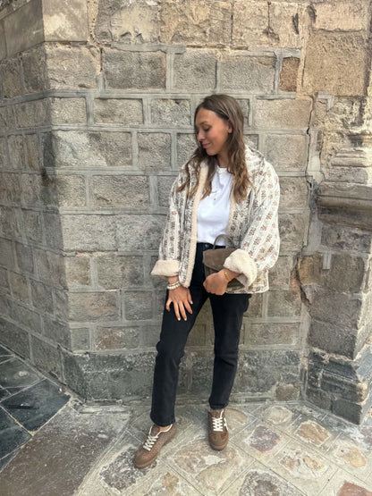 Veste bouclette beige reversible