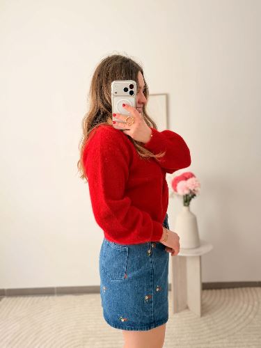 Pull rouge - Nouer reversible