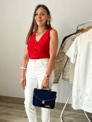 gilet maille rouge