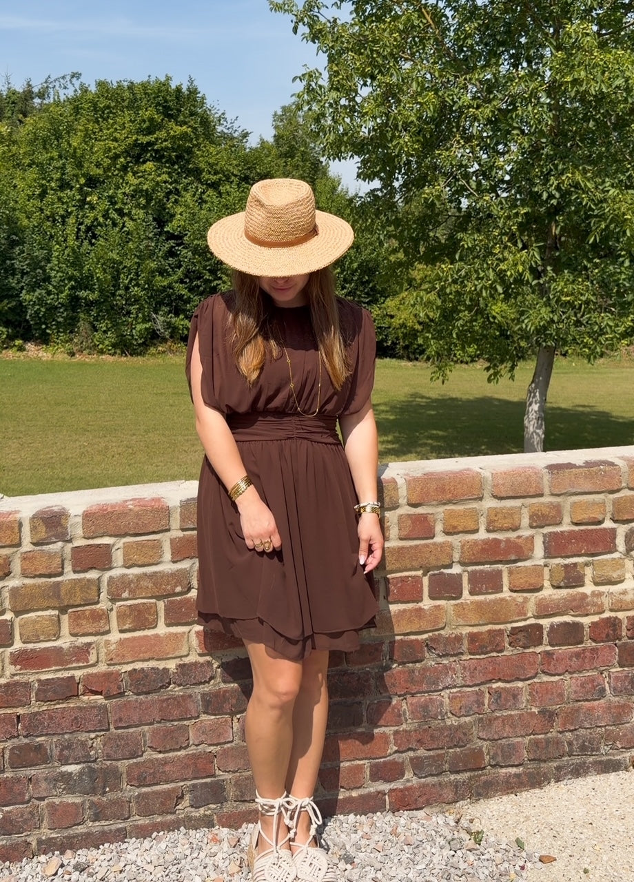 Robe courte drapée chocolat